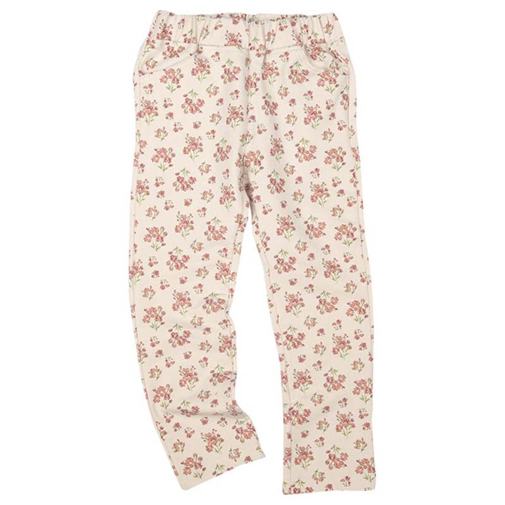 10分經典褲-毛圈內裡一般合身款 花紋-粉紅色