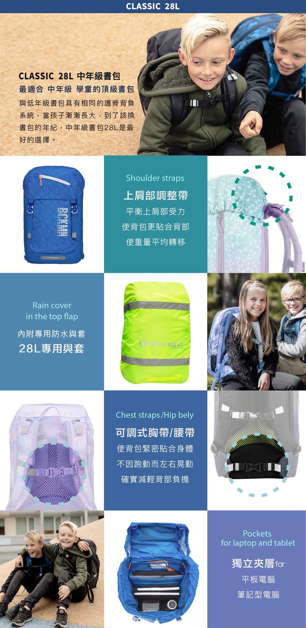 Beckmann - Classic Maxi 護脊書包 28L-閃亮豹紋