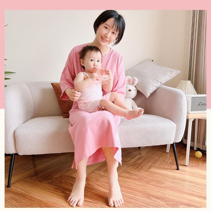 YOUrs - 棉甜連身哺乳裙-桔梗紫 (F碼)