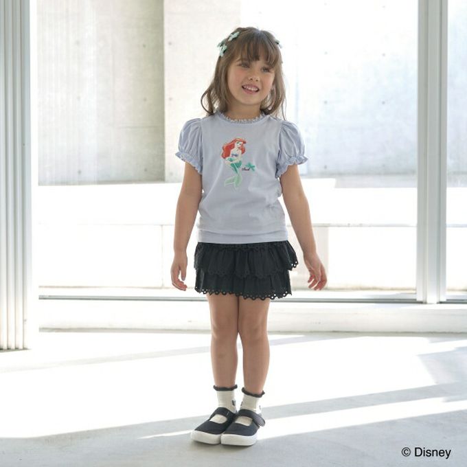 日本 Lycee mine - 蕾絲領泡泡袖公主角色上衣-卡通人物貝兒-薰衣草