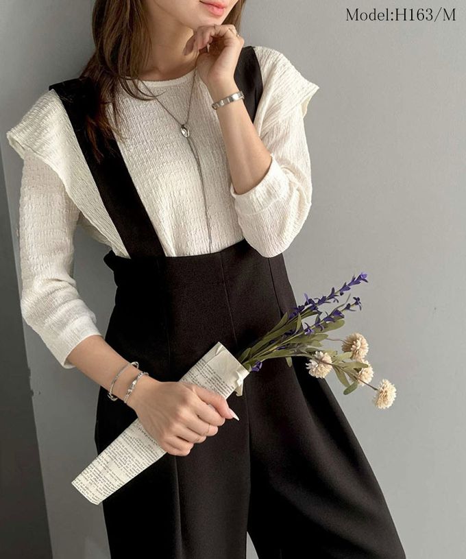 日本 Classical Elf - 優雅俐落工裝風高腰連身褲-黑