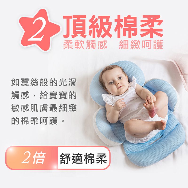 air cossi - 超透氣抗菌天絲坐墊-頭頸支撐款4m-3y-輕柔藍 (67x32cm)