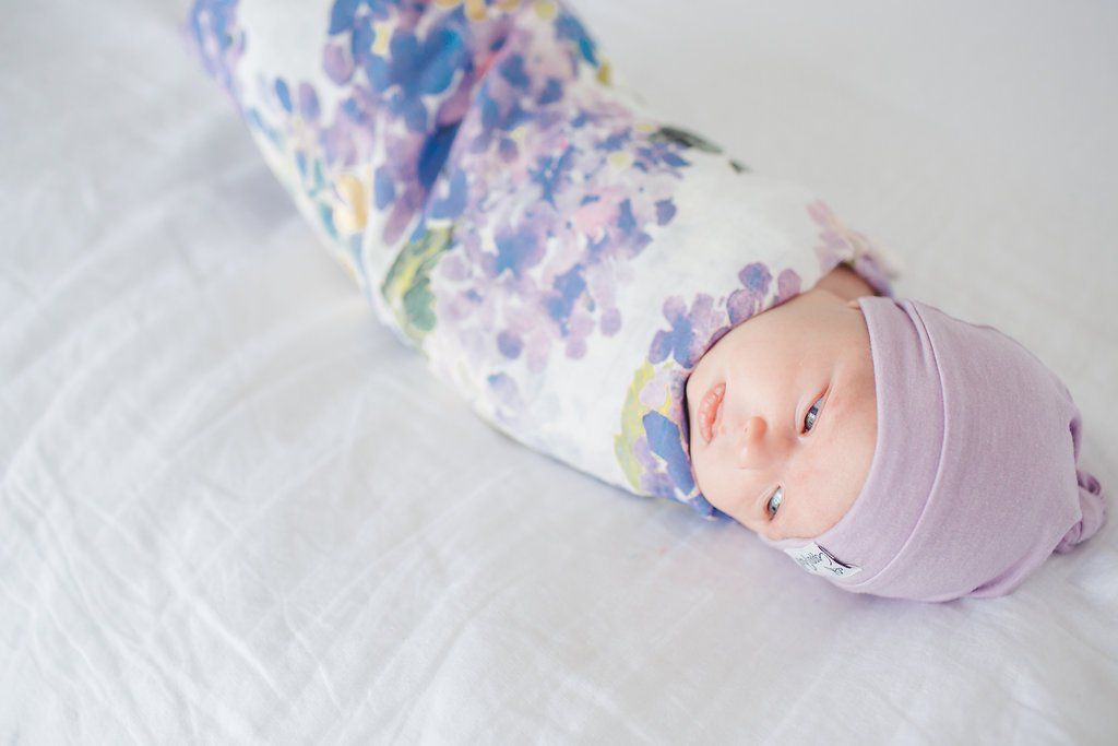 Loulou Lollipop - 竹纖維透氣包巾 - 主題款-紫色繡球花 (120x120cm)