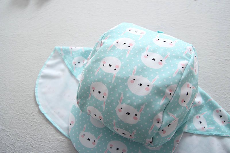 女寶長袖連身泳裝(附帽子)-兔子-淺藍色