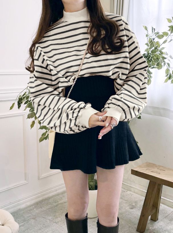 日本 GRL - 學院風百搭短裙-黑