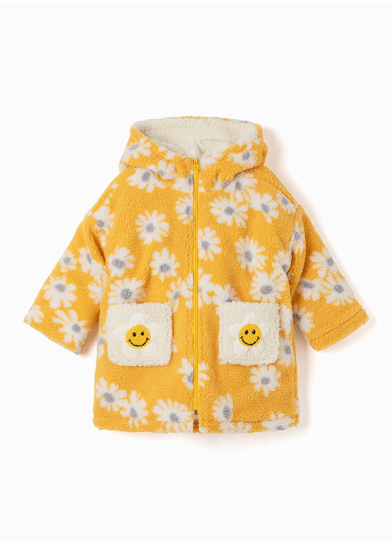 韓國 OZKIZ - 搖粒絨微笑雛菊大衣