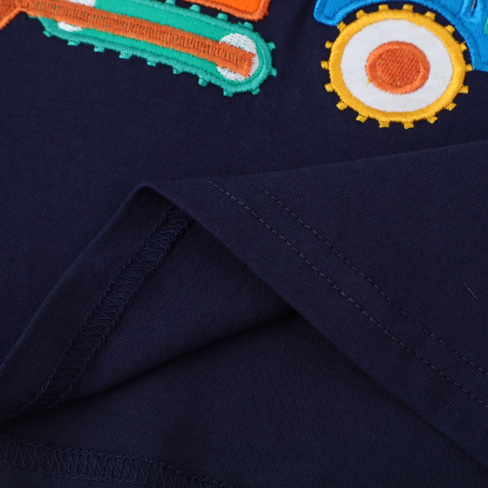 Jumping meters - 圓領棉質長袖上衣/大學T-黃色工程車-藍色