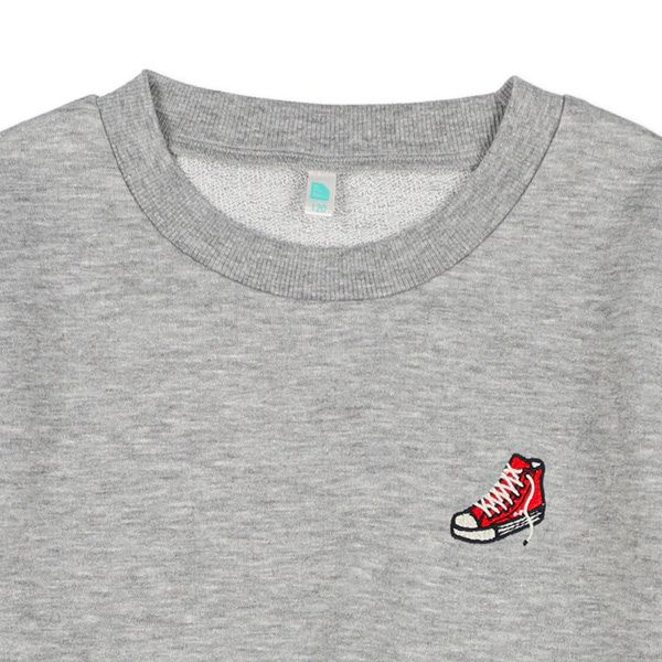 日本西松屋 - 裏毛圓領刺繡大學T-漢堡-黑