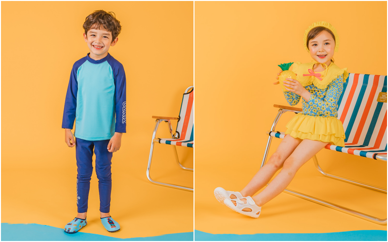 韓國 OZKIZ - 洞洞厚底/輕量/防滑兒童沙灘鞋/戲水鞋-藍