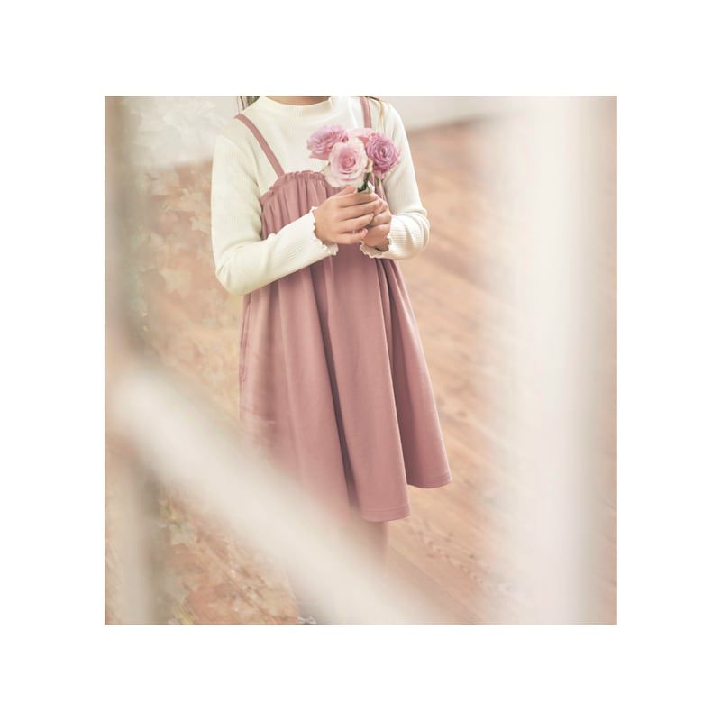 日本千趣會 - GITA 假二件細肩帶純棉長袖洋裝-黑水藍