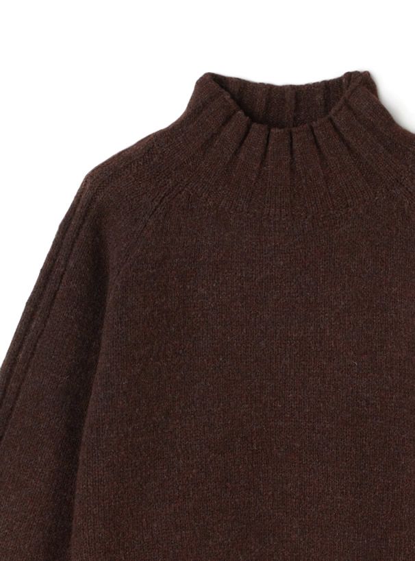 日本 GRL - 寬窄羅紋拼接高領針織毛衣-深灰