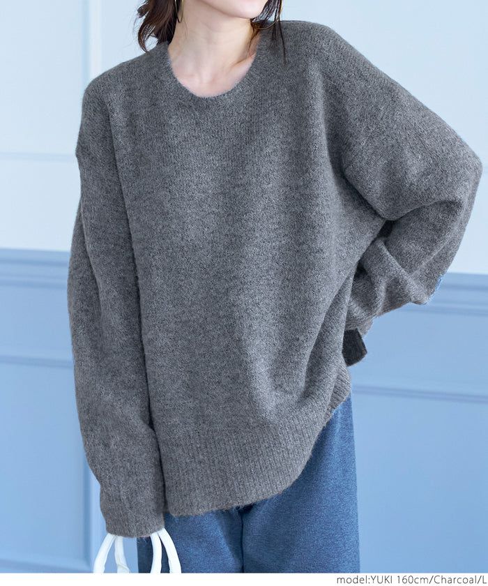 日本 COCA - ふあふあ 柔軟百搭針織毛衣-圓領-草綠