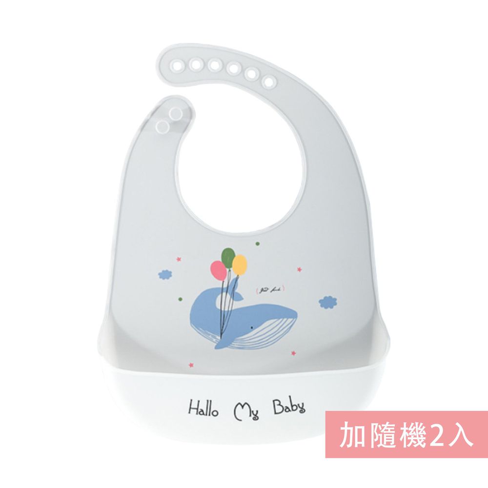 Muslin Tree - 防水好收納圍兜口水巾【3入】-鯨魚氣球+隨機2入 (32.5*22.5cm)