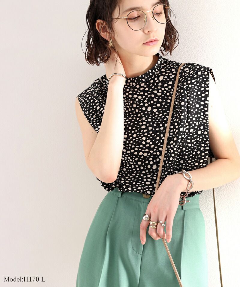 日本 Classical Elf - 優雅時尚雪紡無袖上衣-點點-春芽綠