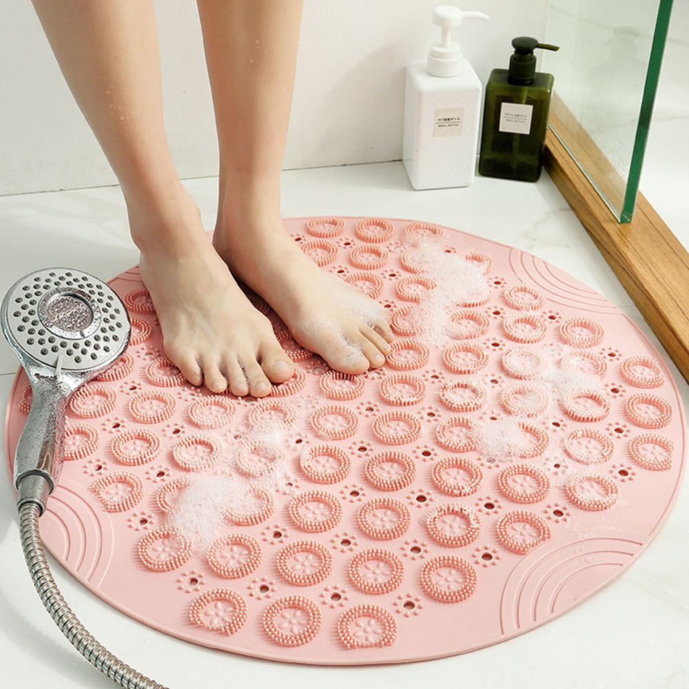 浴室超強吸力止滑腳踏墊-粉色 (55x55cm)-圓形