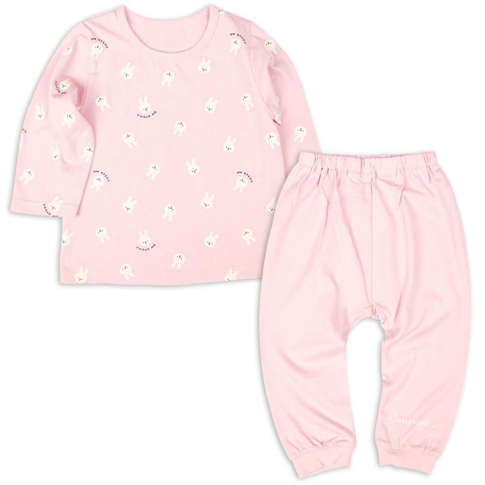 長袖家居服-兔子-粉紅色