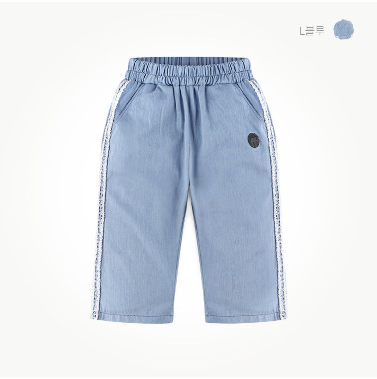 韓國 milk mile - 蕾絲滾邊寬版褲