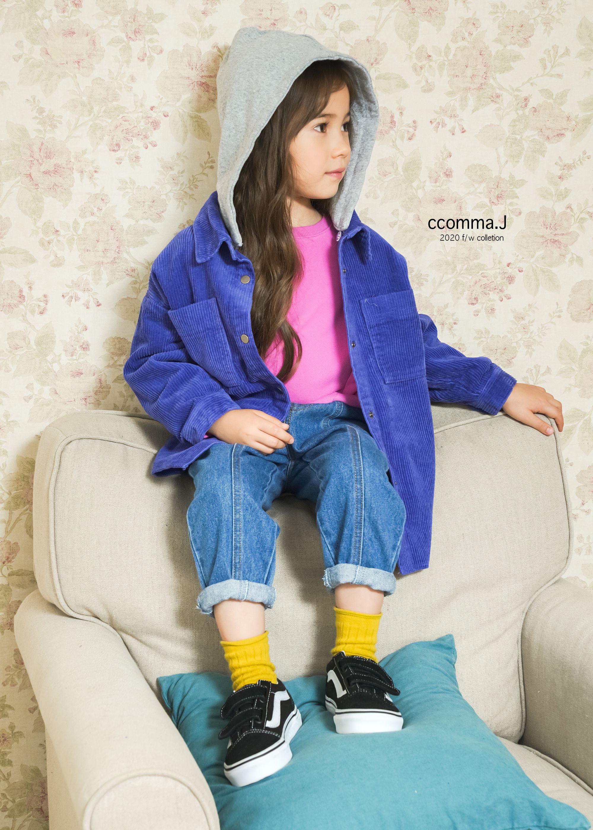 韓國 ccomma. J - 燈芯絨連帽夾克-芥末黃