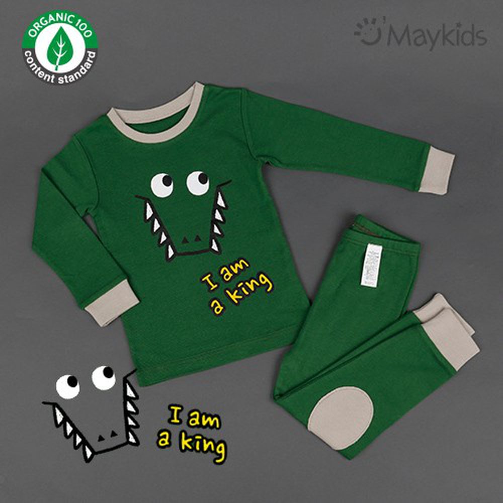 韓國 Maykids - (剩140)30支有機棉長袖家居服-綠色鱷魚
