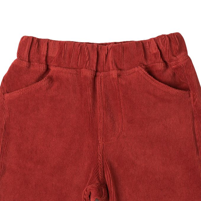 akachan honpo - 10分燈心絨褲-膝蓋圖案-紅色