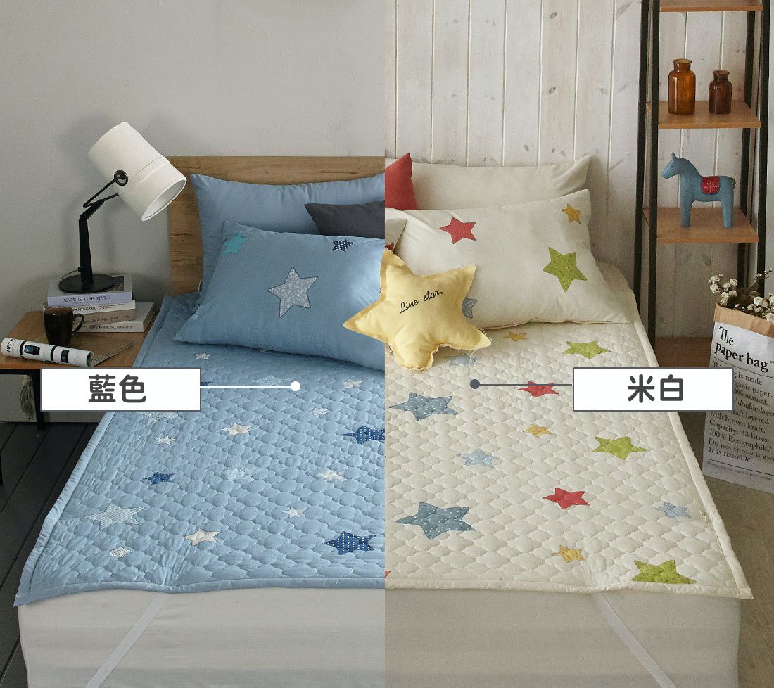 韓國 Prielle - 純棉3層防水墊/保潔墊-溫暖紫花 (Q(150X200cm)-雙人床)