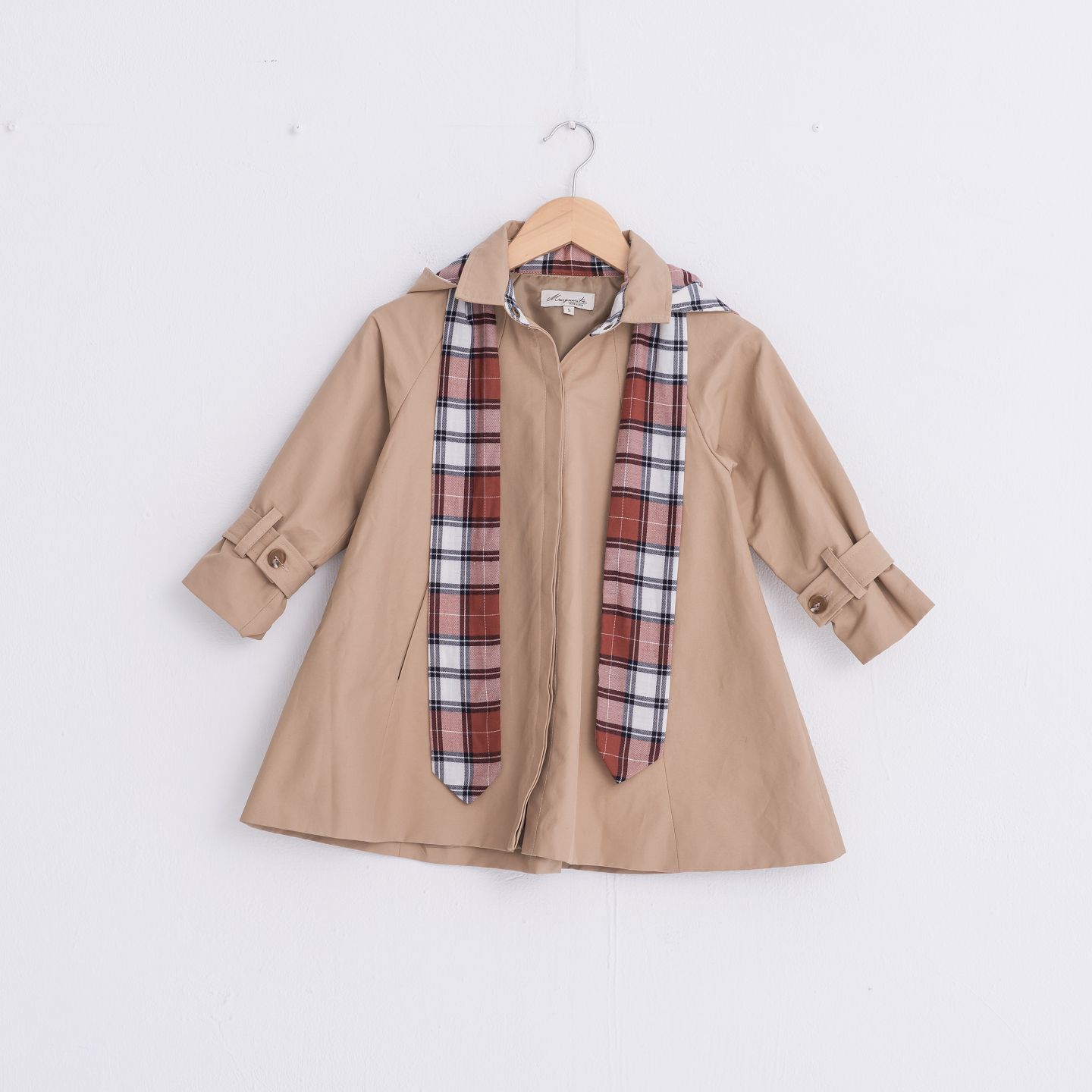 Marguerite - 法式森林大領結防潑水斗篷感風衣-卡其