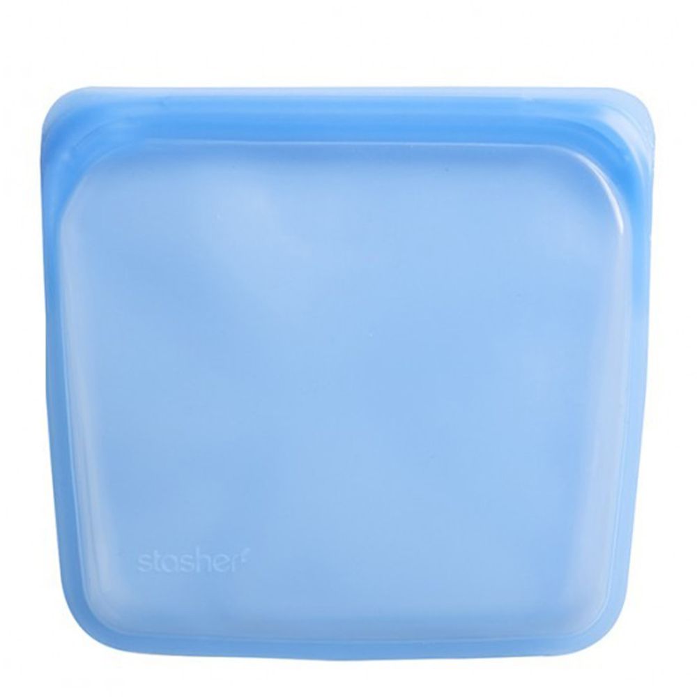 美國 Stasher - 食品級白金矽膠密封食物袋-Sandwich方形-藍寶石 (443ml)
