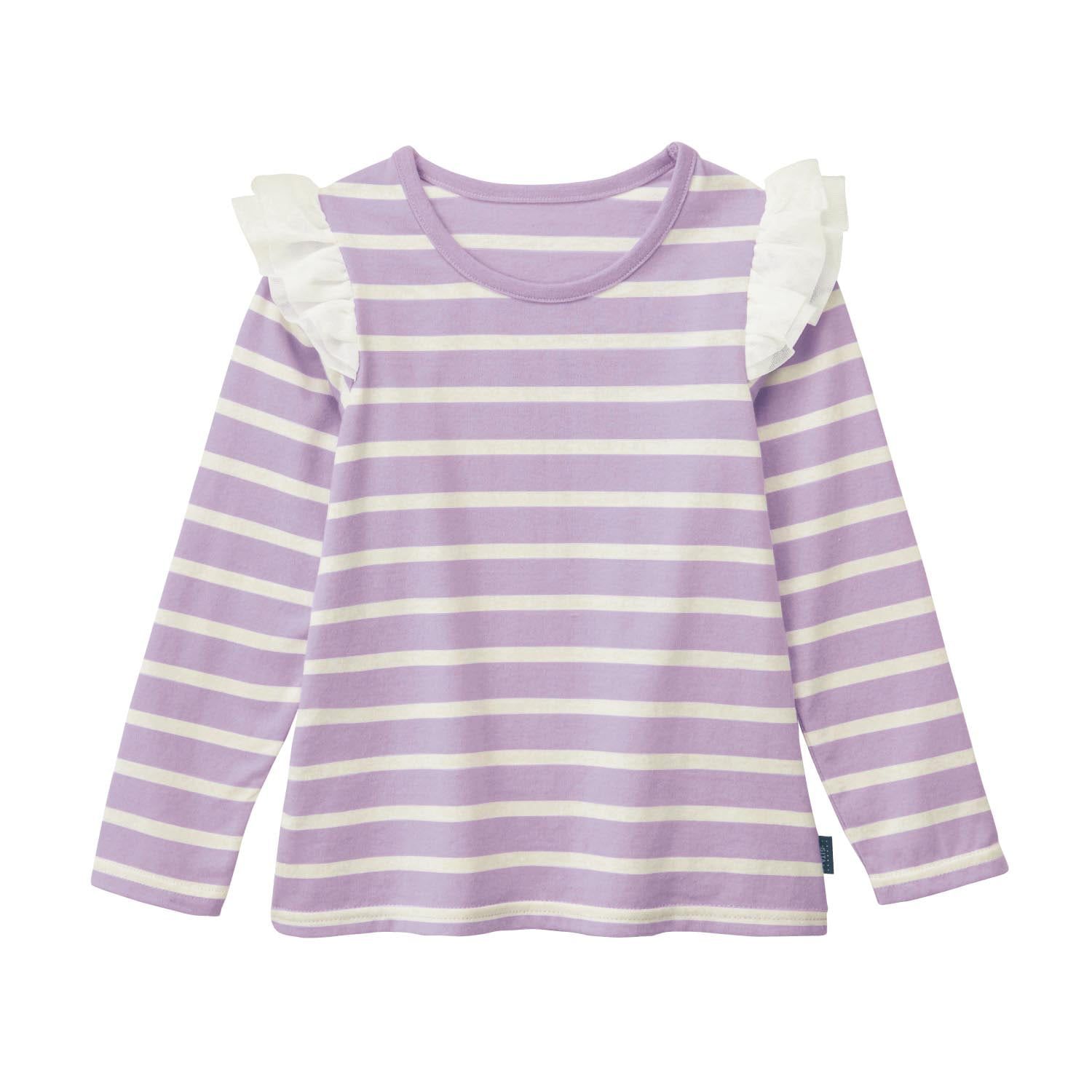 日本千趣會 - GITA 純棉圓領長袖上衣-荷葉滾邊-淺粉