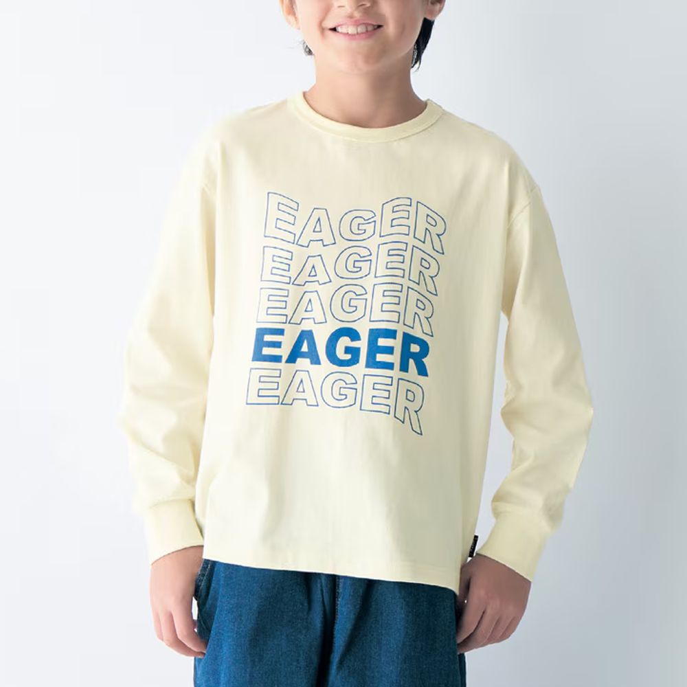 GITA 100%棉舒適印花長袖上衣-EAGER-米白