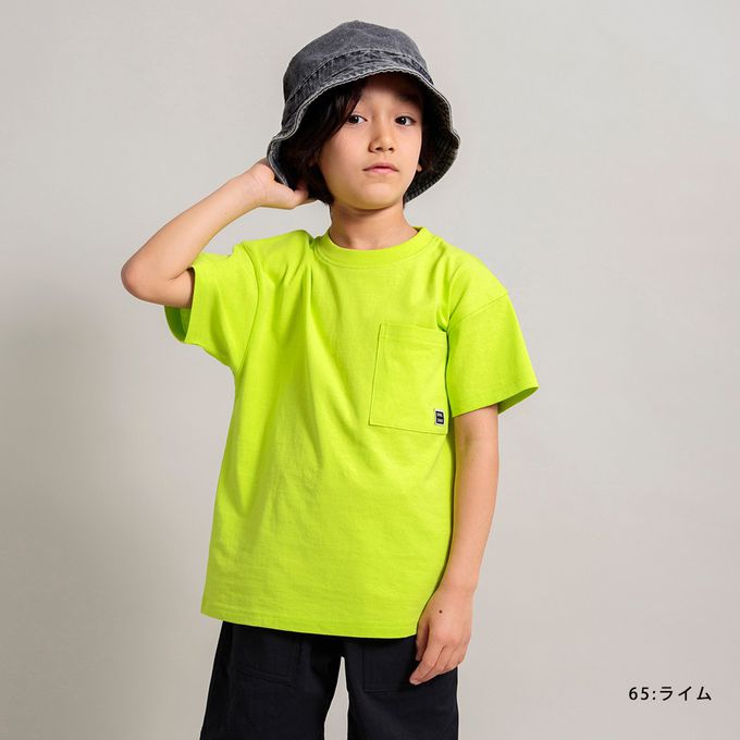 日本 BRANSHES - 純棉簡約大口袋短袖上衣-撞色-黑粉黃