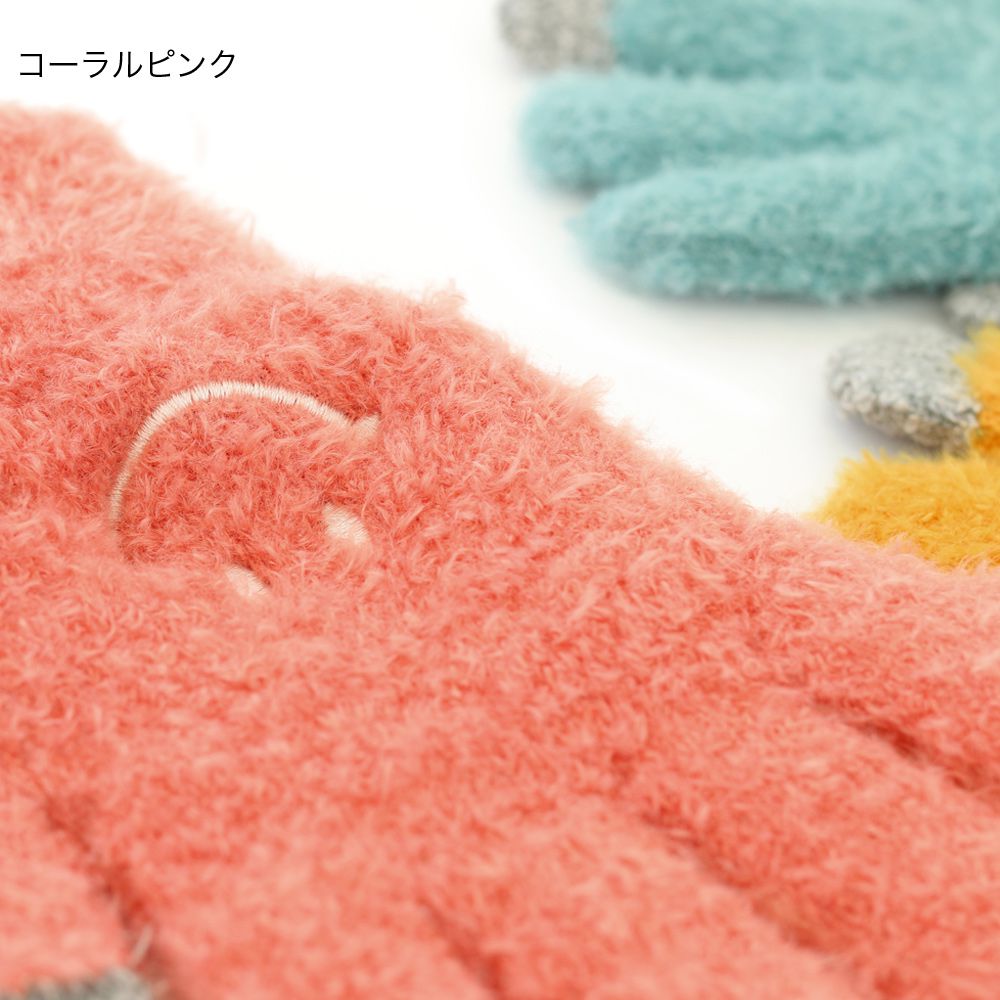 日本 TOMO - 大人可觸控短絨保暖手套-笑臉-芥黃