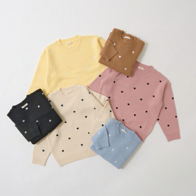 日本 Lycee mine - 可機洗 低調刺繡印花針織上衣-奶黃
