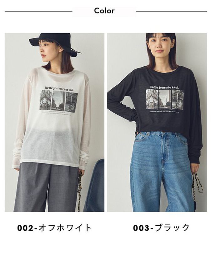 日本 Sans Souci 34+ - 率性照片印花薄透長袖上衣-白