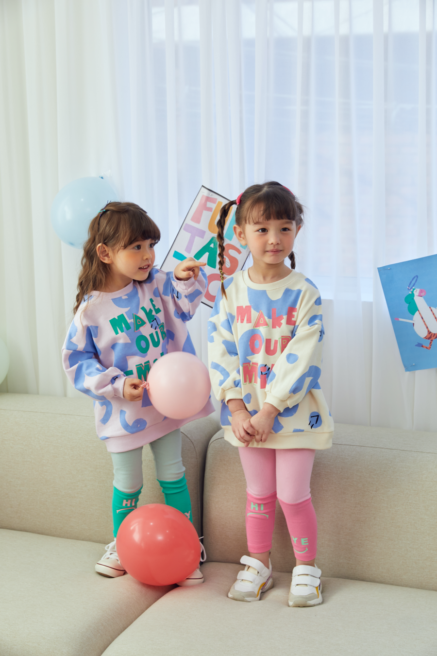 韓國 MINIATURE - MAKE OUR SMILE 長版T-米黃