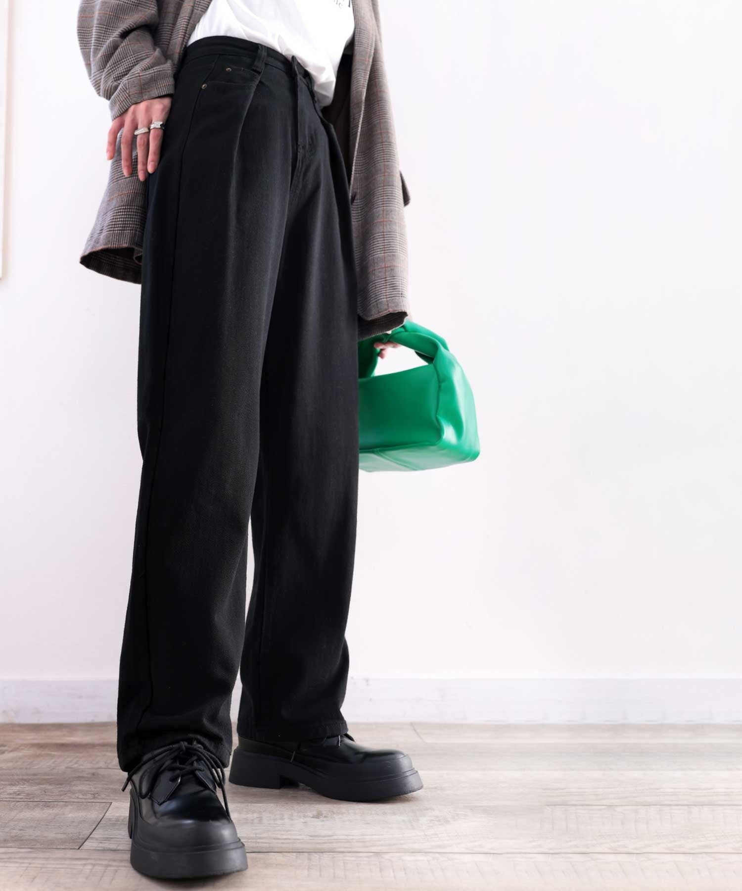 日本 Classical Elf - [熱銷NO.1]  舒適顯瘦打褶長褲-黑