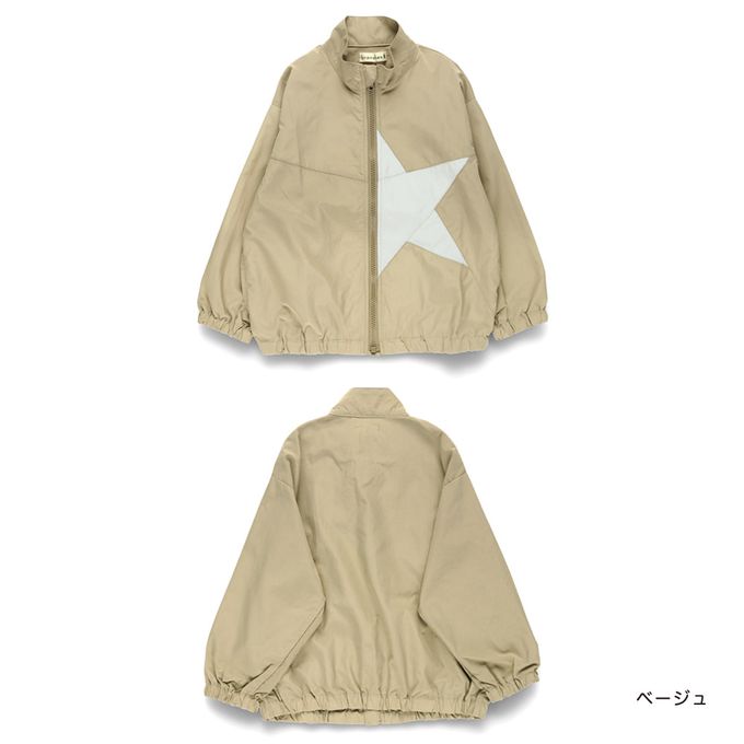 日本 BRANSHES - 潑水加工 率性星星尼龍風衣外套-淺杏