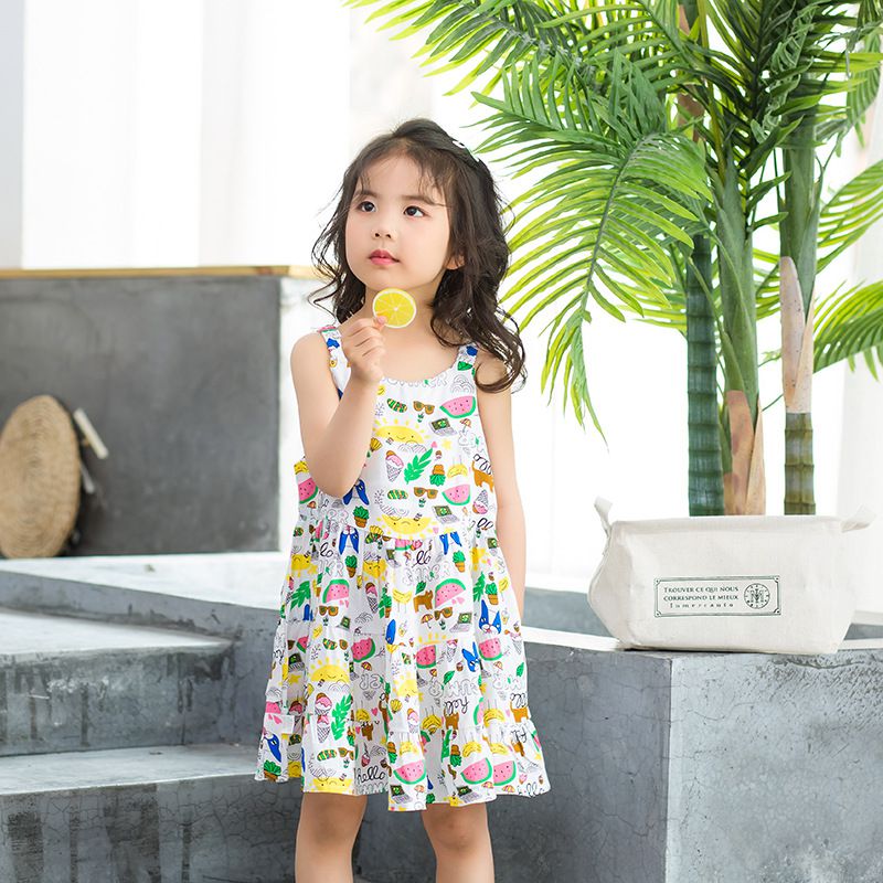 甜美蛋糕裙洋裝-滿版花朵-藍+粉+橘