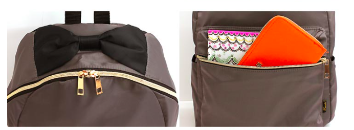 日本 Fuente - [超輕量] 簡約蝴蝶結機能收納後背包-迷霧藍 (26x41x14cm)