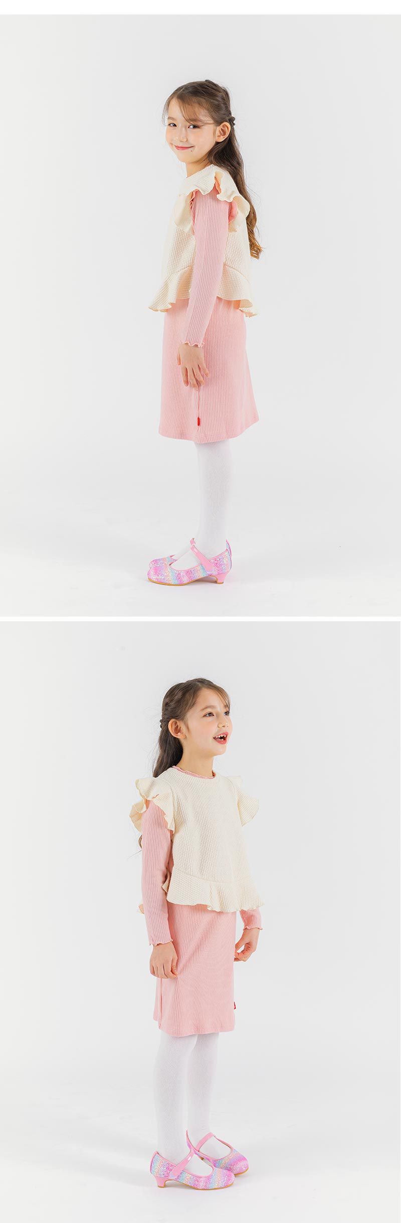 韓國 OZKIZ - 夢幻人魚色亮粉低跟皮鞋