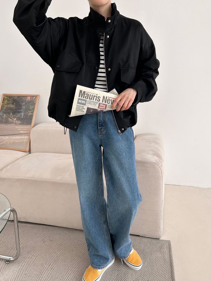 韓國女裝連線 - 秋季必備！短版風衣外套-黑 (FREE)