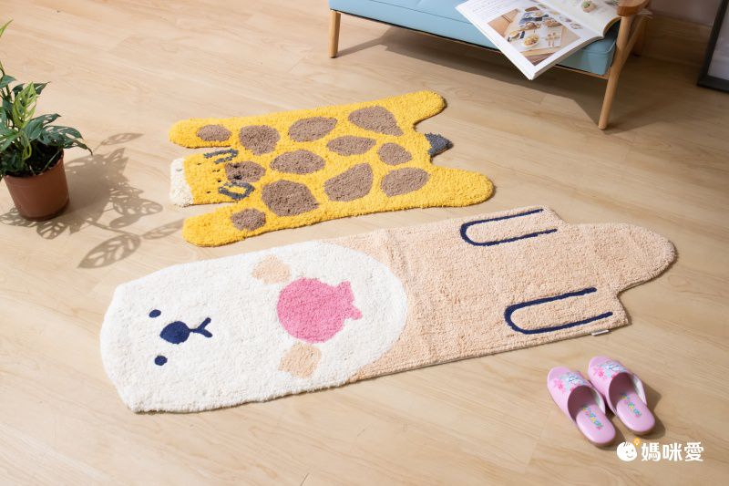 日本代購 - 動物造型長型腳踏墊-鯨魚-水藍 (約35x120cm)