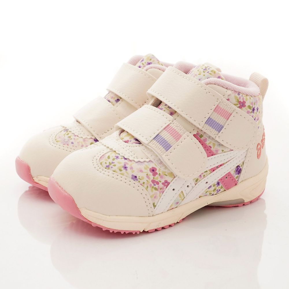 asics 亞瑟士 - 日本亞瑟士機能童鞋-雙絆帶護踝碎花學步鞋(寶寶段)-白粉