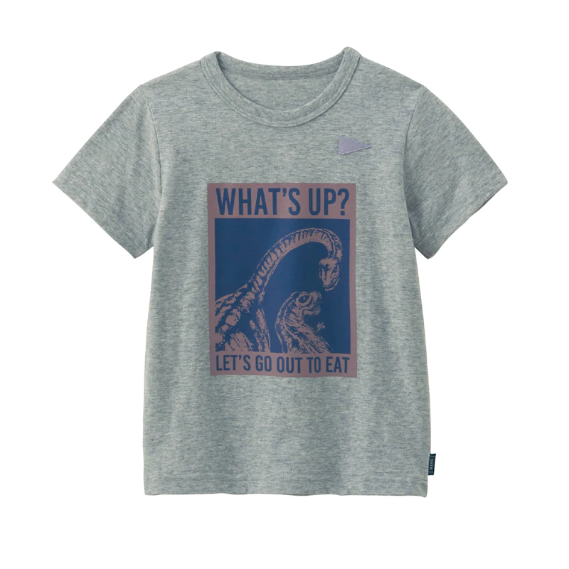 日本千趣會 - GITA 天竺棉印花短T-恐龍海報-雜灰