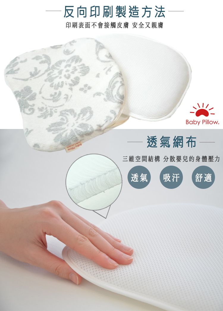 日本Makura - 【Baby Pillow】透氣兩用嬰兒靠枕-星星灰 (約長27 × 寬22 × 高2cm)