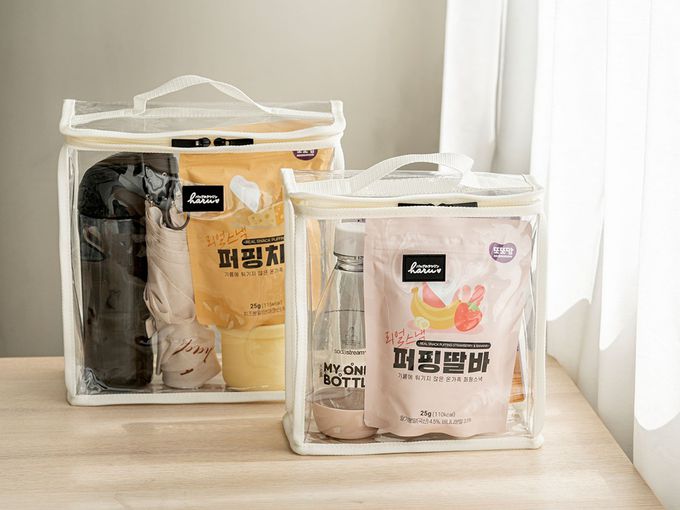 HARUhonpo 小晴天本舖 - 寶可樂收袋-外出立立袋-榛果奶(透明) (L)