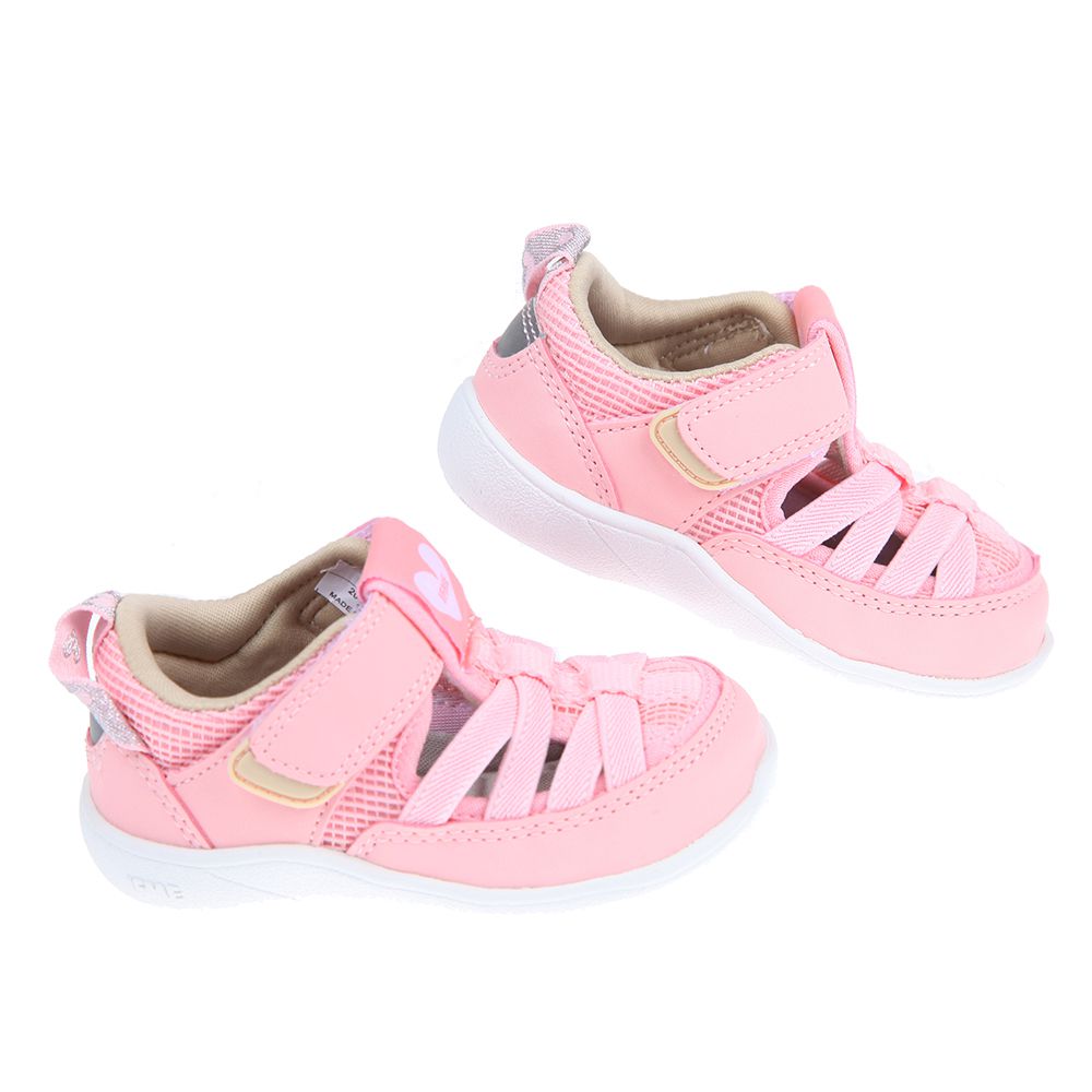 日本IFME - 粉紅色愛心寶寶機能水涼鞋-粉紅色