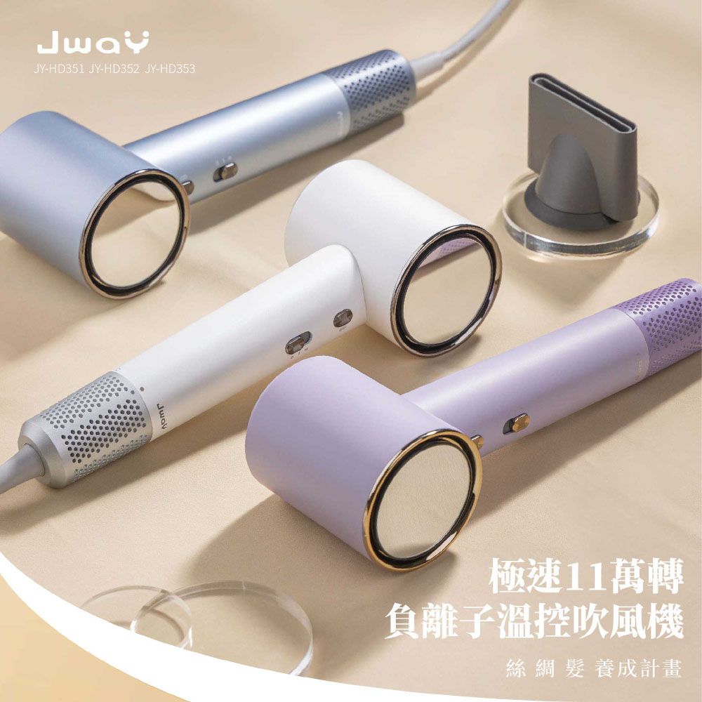 極速11萬轉負離子溫控吹風機-白/藍/紫