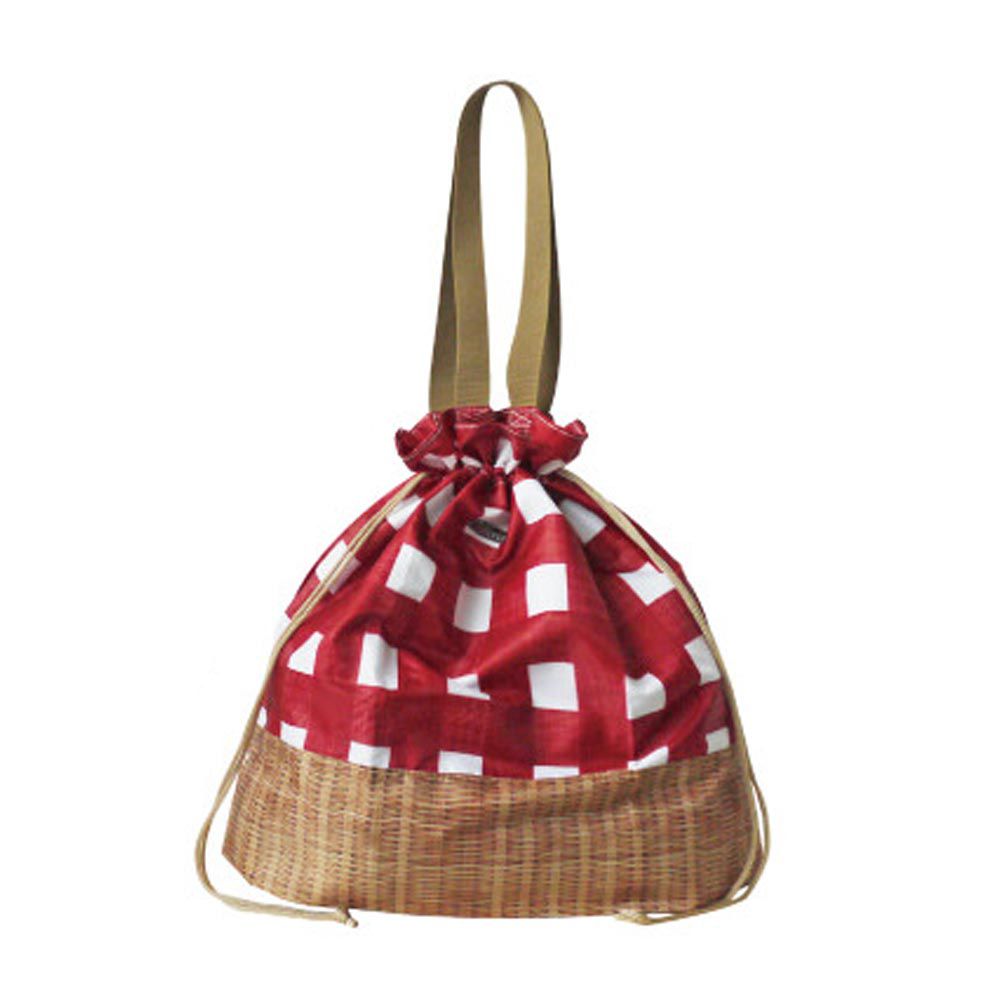 日本現代百貨 - 繽紛野餐 可收納保溫保冷袋/購物袋-格紋-紅 (45x15x40cm)