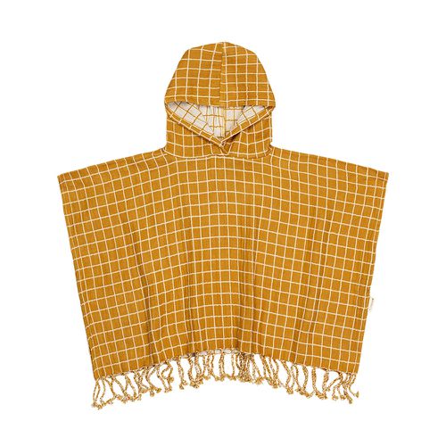 丹麥 Fabelab - 有機棉連帽罩袍-格紋黃