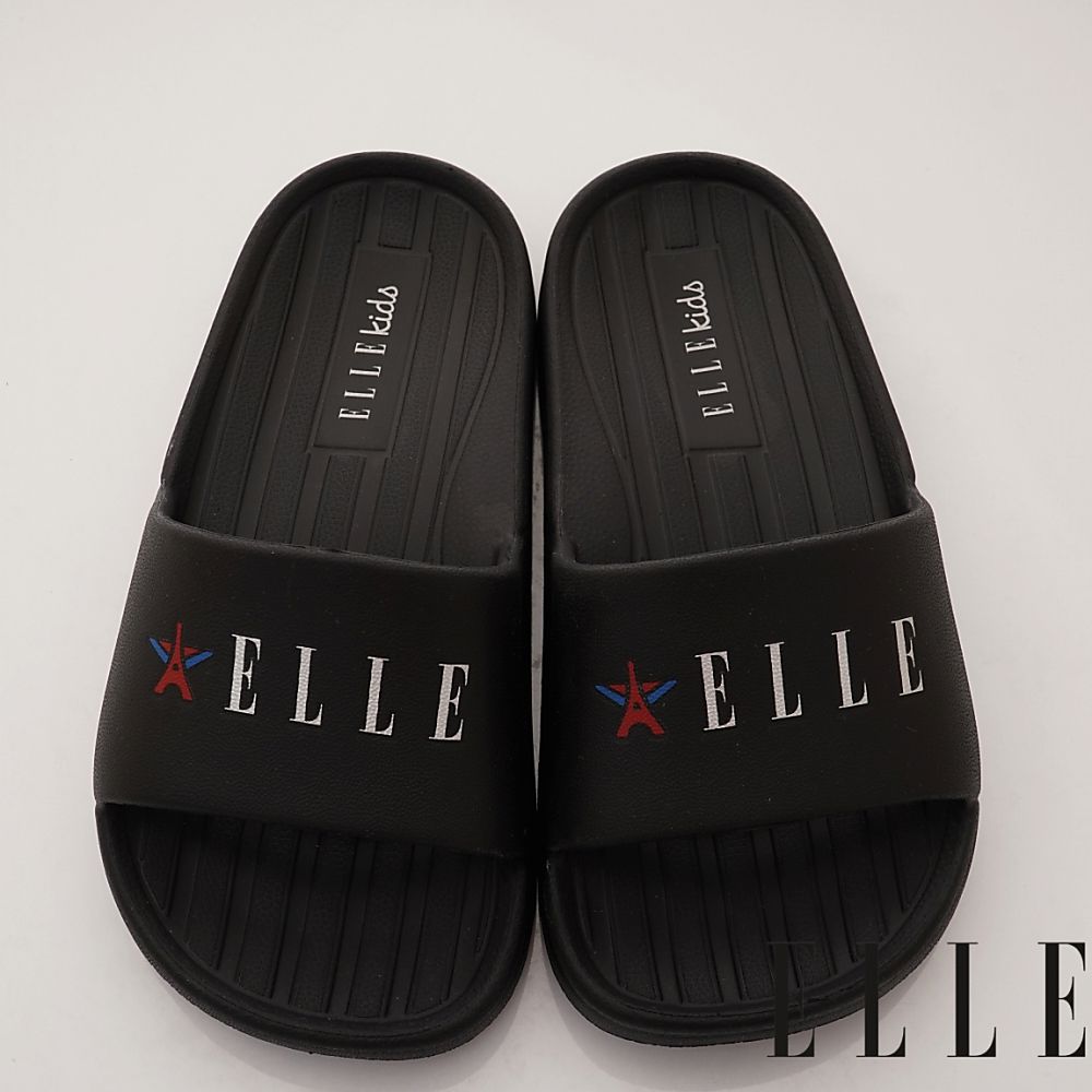 ELLE - 台灣製ELLE輕便休閒拖鞋(中小童段)-拖鞋-黑